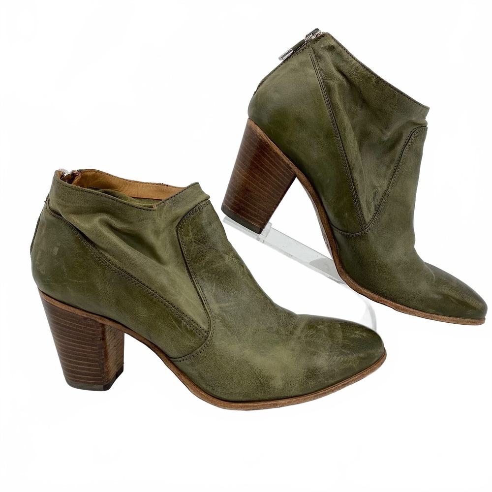 Alberto Fermani Green Leather Heeled Ankle Booties | EU 38